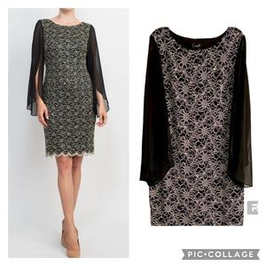 NWOT- Connected Apparel Stevie Chiffon Sleeve Sequined Lace Dress Sz 16
